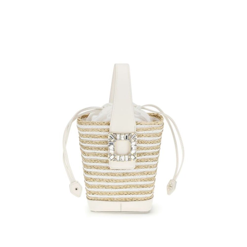 Roger Vivier Women Mini Viv' Skate Bucket Bag In Raffia